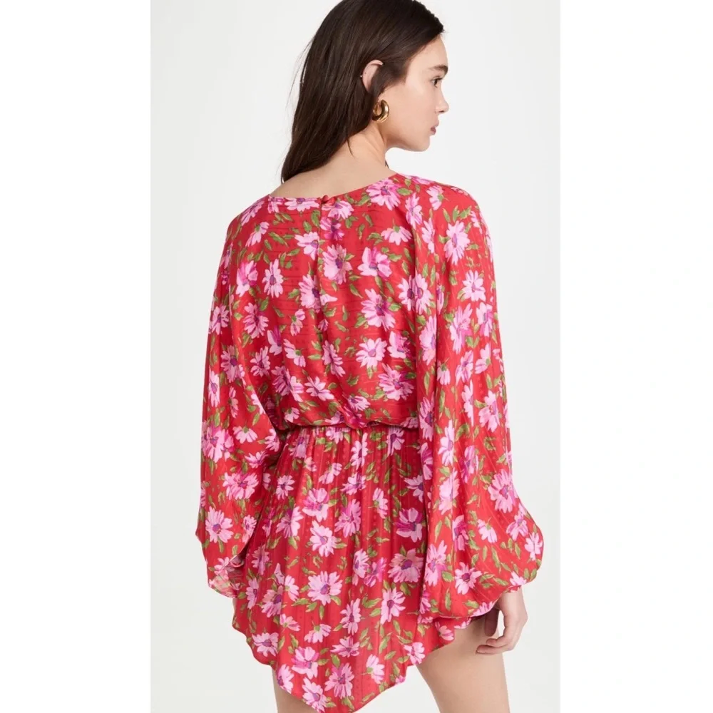 LoveShackFancy Red Hand Painted Floral Mini Dress NWT Large - Picture 9 of 16